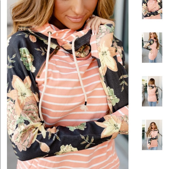 Ampersand Ave Tops - Ampersand Avenue Golden Hour Doublehood sweatshirt size medium Floral & striped